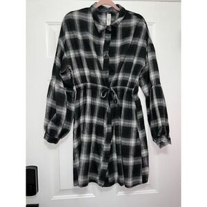 No Boundaries Plaid Tunic Dress with waist tie size Medium